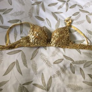 Yellow bra with beads